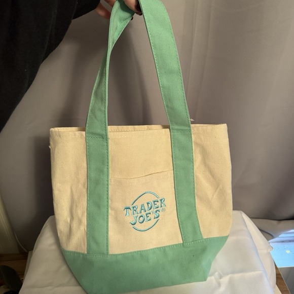 Trader Joe'S Handbags - Trader Joe's Pastel Green Mini Canvas Tote Bags 2025 LIMITED EDITION NWT